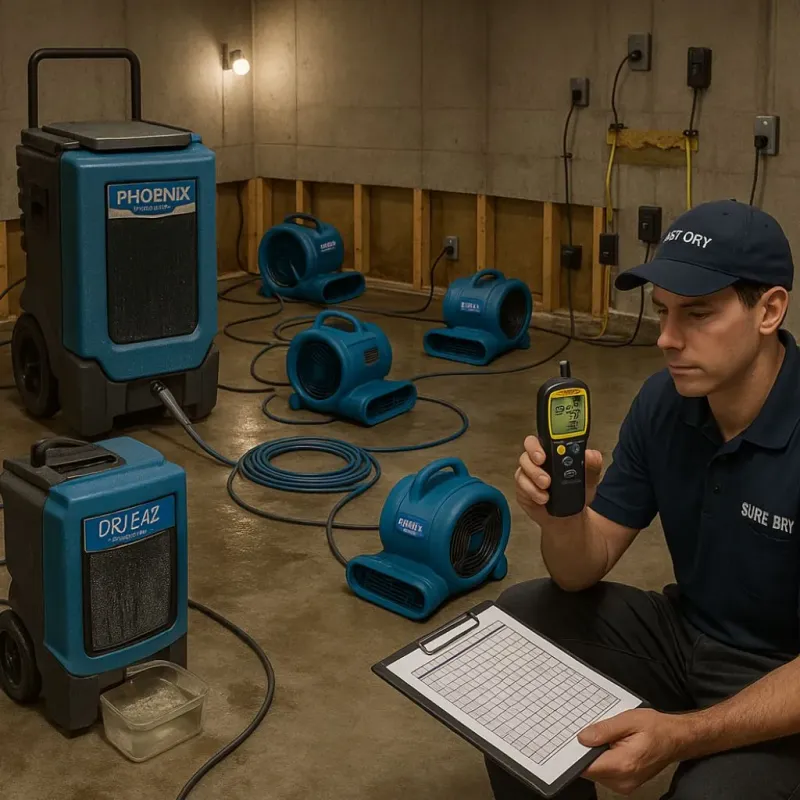 Structural Drying and Dehumidification process in Del Aire, CA